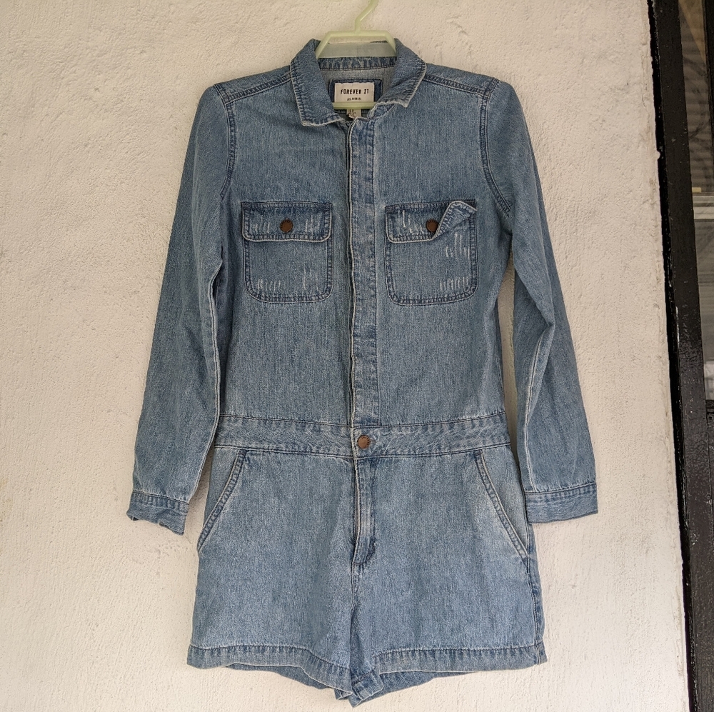 Forever 21 denim long sleeve romper